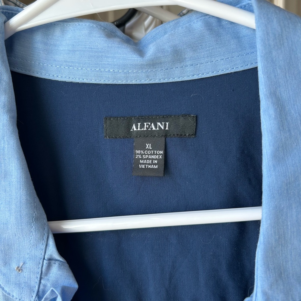 Alfani Light Blue Button-Down Shirt with Navy Interior - Men's